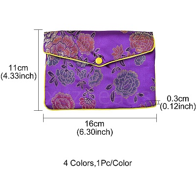 Rectangle Floral Embroidery Cloth Zipper Pouches ABAG-YW0001-03D-1