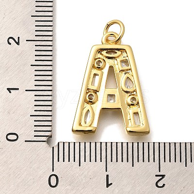 Brass Micro Pave Clear Cubic Zirconia Pendants KK-G521-01G-A-1
