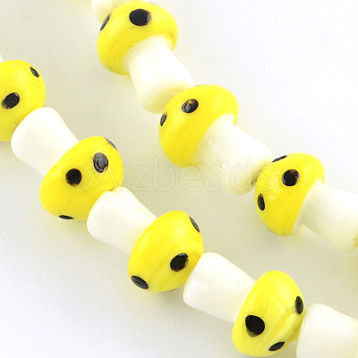 Mushroom Handmade Lampwork Beads Strands X-LAMP-R116-08-1