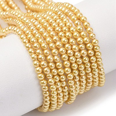 Electroplated Shell Pearl Beads Strands BSHE-G041-2mm-01-1