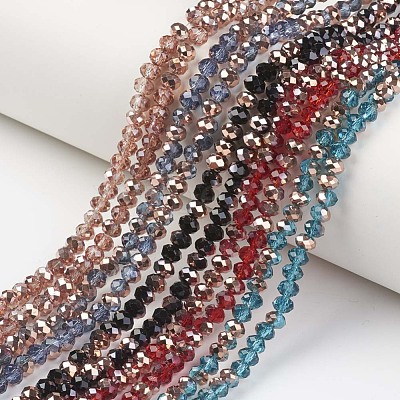 Electroplate Transparent Glass Beads Strands EGLA-A034-T6mm-N-1