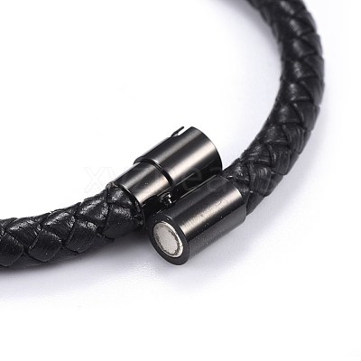 Man's Braided Leather Cord Bracelets BJEW-JB04255-01-1
