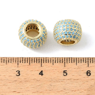 Brass Micro Pave Sky Blue Cubic Zirconia European Beads CU-CBA9CBD-04G-1