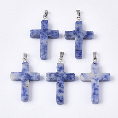 Natural Blue Spot Stone Pendants G-S358-001C-1