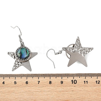 Paua Shell and 304 Stainless Steel Dangle Earrings EJEW-JE07471-1