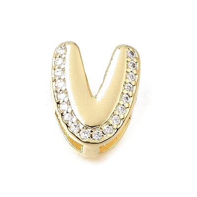 Brass Micro Pave Clear Cubic Zirconia Initial Spacer Bars KK-E802-34G-V-1
