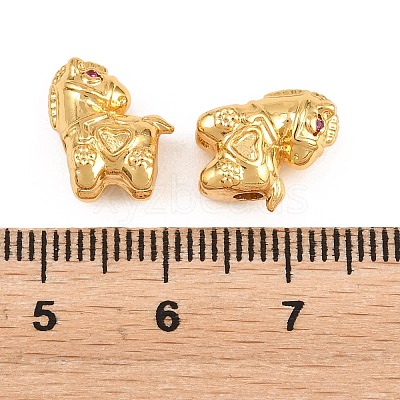 Brass Micro Pave Purple Cubic Zirconia Beads KK-Z162-08G-1