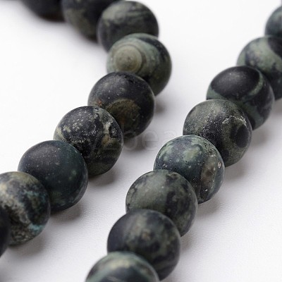 Frosted Round Natural Kambaba Jasper Bead Strands G-J346-30-6mm-1