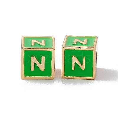 Rack Plating Brass Enamel Beads KK-B060-04G-02N-1