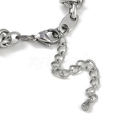 304 Stainless Steel Oval & Knot Link Bracelets for Men Women BJEW-G725-01P-1
