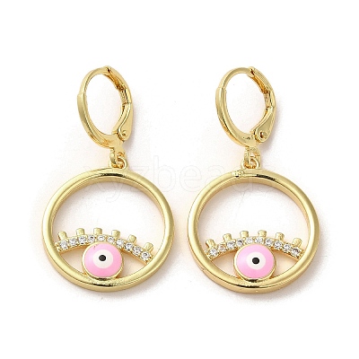 Evil Eye Golden Brass Dangle Leverback Earrings EJEW-Q797-09G-05-1