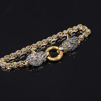Vintage Alloy Viking Wolf Link Bracelets for Unisex WGCFB12-01-1