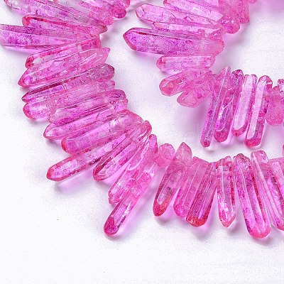 Natural Crackle Quartz Crystal Dyed Beads Strands G-I345-03A-1
