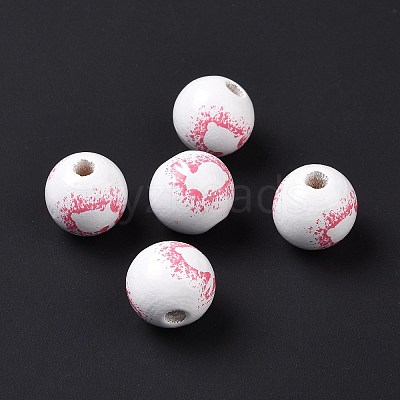 Easter Theme Printed Wood European Beads X-WOOD-C002-10C-1