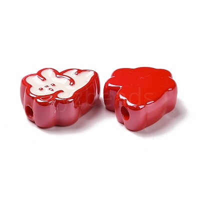 Opaque Acrylic Beads X-OACR-H025-01B-1
