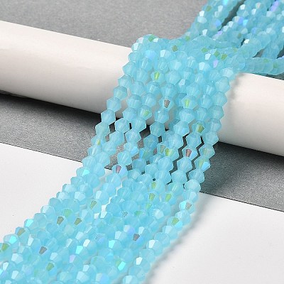 Imitation Jade Electroplate Glass Beads Strands EGLA-A039-J4mm-L03-1