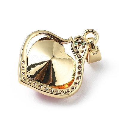 Real 18K Gold Plated Rack Plating Brass Micro Pave Clear Cubic Zirconia Pendants KK-C015-16G-07-1