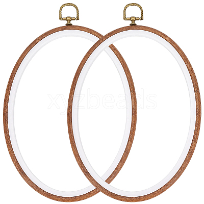 PP & PVC Plastic Imitation Wood Cross Stitch Embroidery Hoops DIY-WH20055-058B-03-1