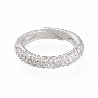 Adjustable Brass Micro Pave Cubic Zirconia Cuff Rings RJEW-L098-007-P-1