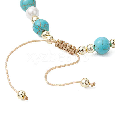 Starfish & Turtle Synthetic Turquoise Braided Bead Bracelets BJEW-JB11047-01-1