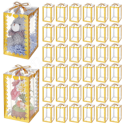 Folding Heart Print Transparent PVC Gift Packing Boxes CON-WH0085-192C-01-1