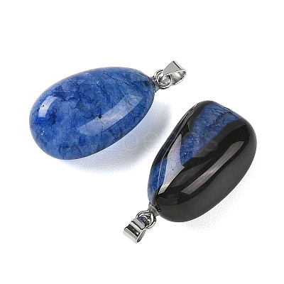 Natural Dyed & Heated Agate Tumbled Stone Pendants GG-K002-07E-1