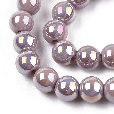 Electroplate Opaque Glass Beads Strands GLAA-T032-P6mm-AB07-1