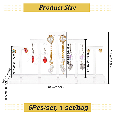 Detachable Acrylic 5 T-Bar Earrings Display Risers EDIS-FG0001-54-1