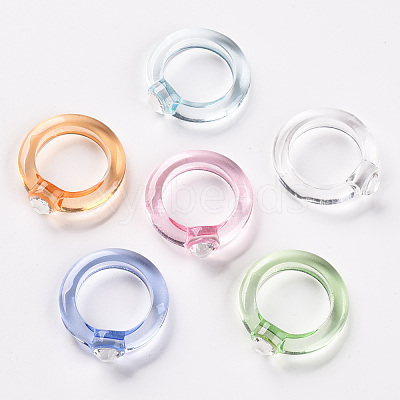 Transparent Acrylic Finger Rings RJEW-T010-07-1