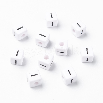 Letter Acrylic European Large Hole Beads X-OPDL-R050-10mm-I-1