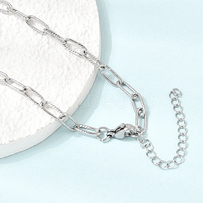 4MM 304 Stainless Steel Textured Paperclip Chain Necklaces for Man and Women SA-CBAB767-10P-1