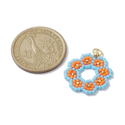 Seed Beads Beaded Charms PALLOY-MZ00205-03-1