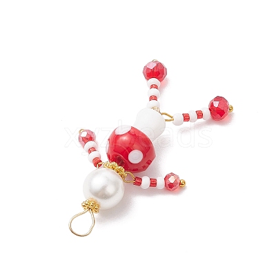 Glass Seed Beaded Mushroom Human Pendants PALLOY-MZ00824-1