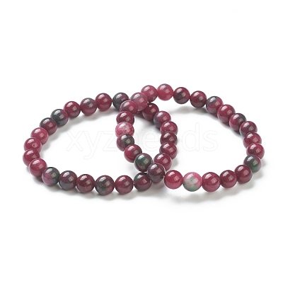 Dyed Natural Jade Beaded Stretch Bracelets BJEW-A117-C-04-1