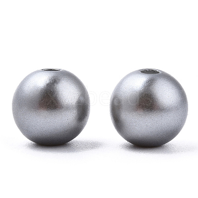 Spray Painted ABS Plastic Imitation Pearl Beads OACR-T015-05B-02-1