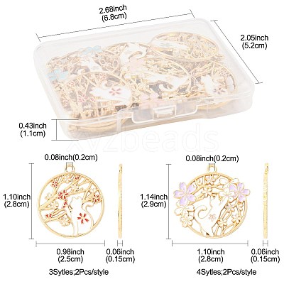 14Pcs 7 Styles Rack Plating Alloy Enamel Pendants FIND-FS0004-76-1