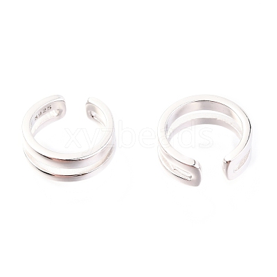 Anti-Tarnish Rhodium Plated 925 Sterling Silver Cuff Earrings EJEW-H124-07P-1