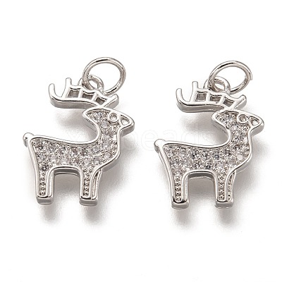 Brass Micro Pave Clear Cubic Zirconia Pendants ZIRC-B002-45P-1