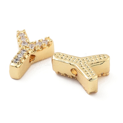 Rack Plating Brass Micro Pave Clear Cubic Zirconia Beads KK-G500-30G-Y-1