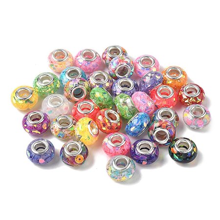 Transparent Resin Rondelle European Beads RESI-S023-01-1