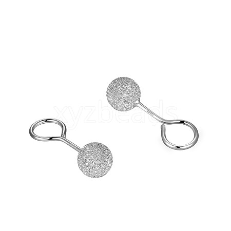 Anti-Tarnish Rhodium Plated 999 Sterling Silver Texture Round Dangle Earrings for Women EJEW-S215-01P-1