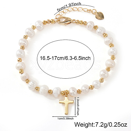 Elegant Roudelle Natural Freshwater Pearl & Brass Beaded Bracelets EN4357-2-1