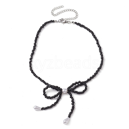 Bowknot 304 Stainless Steel Necklaces NJEW-JN04670-02-1