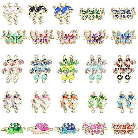 50Pcs 25 Styles Alloy Enamel Connector Charms ENAM-SZ0004-14-1