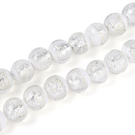 Luminous Handmade Lampwork Silver Foil Beads Strand FOIL-N029-03A-1