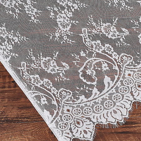 Flower Pattern Polyester Lace Fabric DIY-WH0496-28A-1