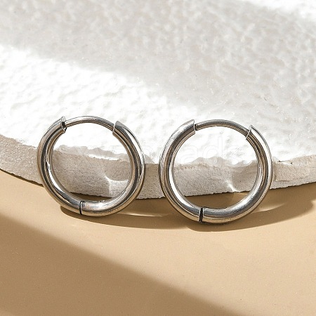 Tarnish Resistant 202 Stainless Steel Huggie Hoop Earrings X-EJEW-F111A-14mm-P-1