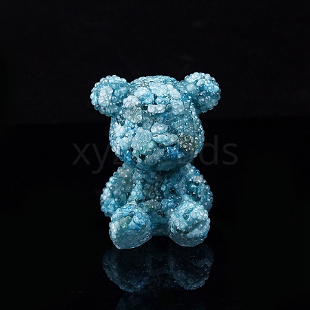 Bear Resin with Natural Amazonite Chips Inside Display Decorations PW-WG35709-07-1