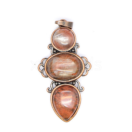 Retro Natural Cherry Quartz Glass Pendants PW-WG7292F-04-1