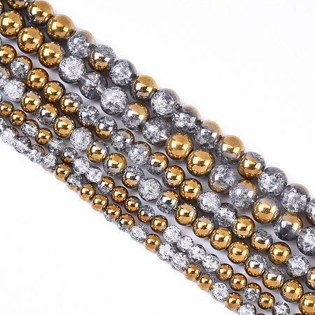 3 Strands 3 Styles Electroplated Crackle Glass Beads Strands EGLA-YW0005-12A-1